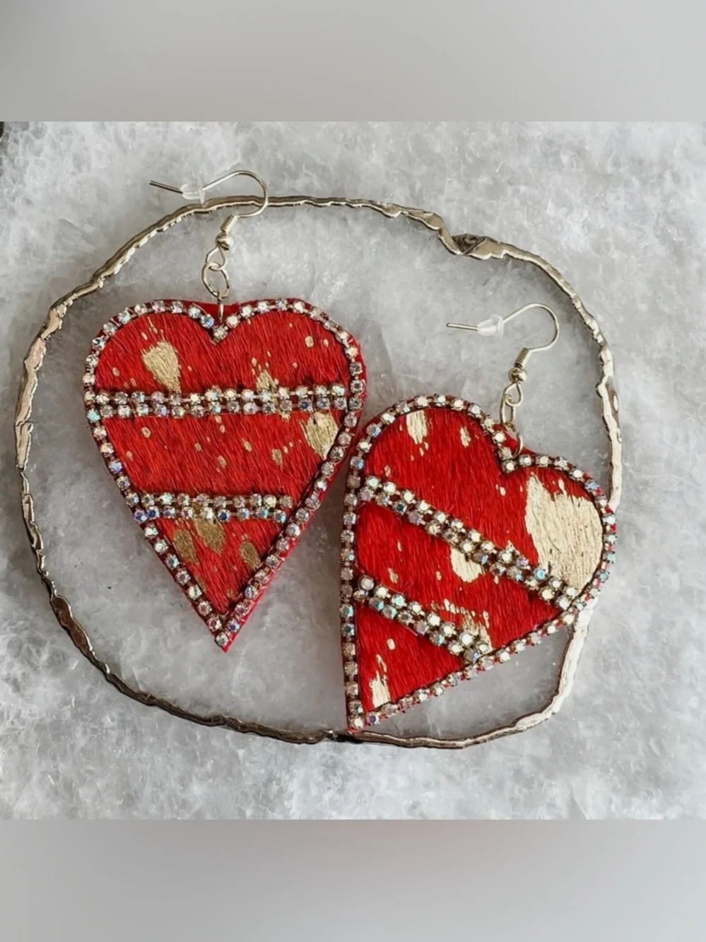 Plunder Miss Cupid Heart Earrings Drop Dangle Red Heart Earrings New + Pouch - Picture 5 of 13